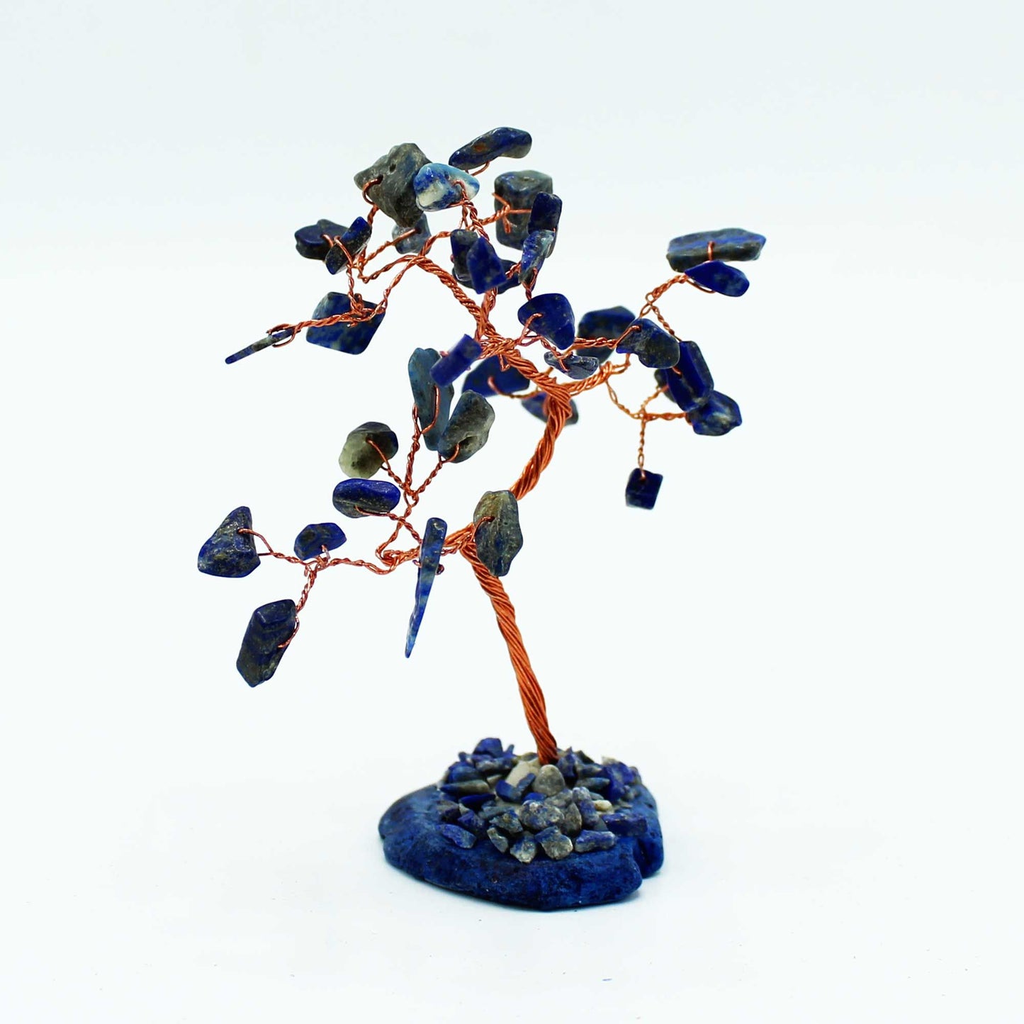 Sodalite Gemstone Tree on Blue Agate Base | 35 Stones | 7x4.5x10cm | New
