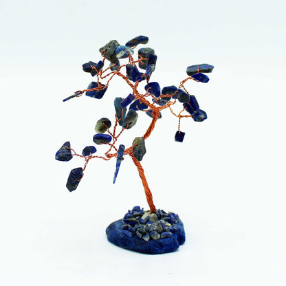 Sodalite Gemstone Tree on Blue Agate Base | 35 Stones | 7x4.5x10cm | New