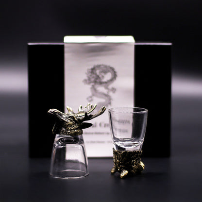 Wild Forest Creatures Shot Glass Gift Set of 6 | 50ml | Antique Bronze | Novelty Barware | New