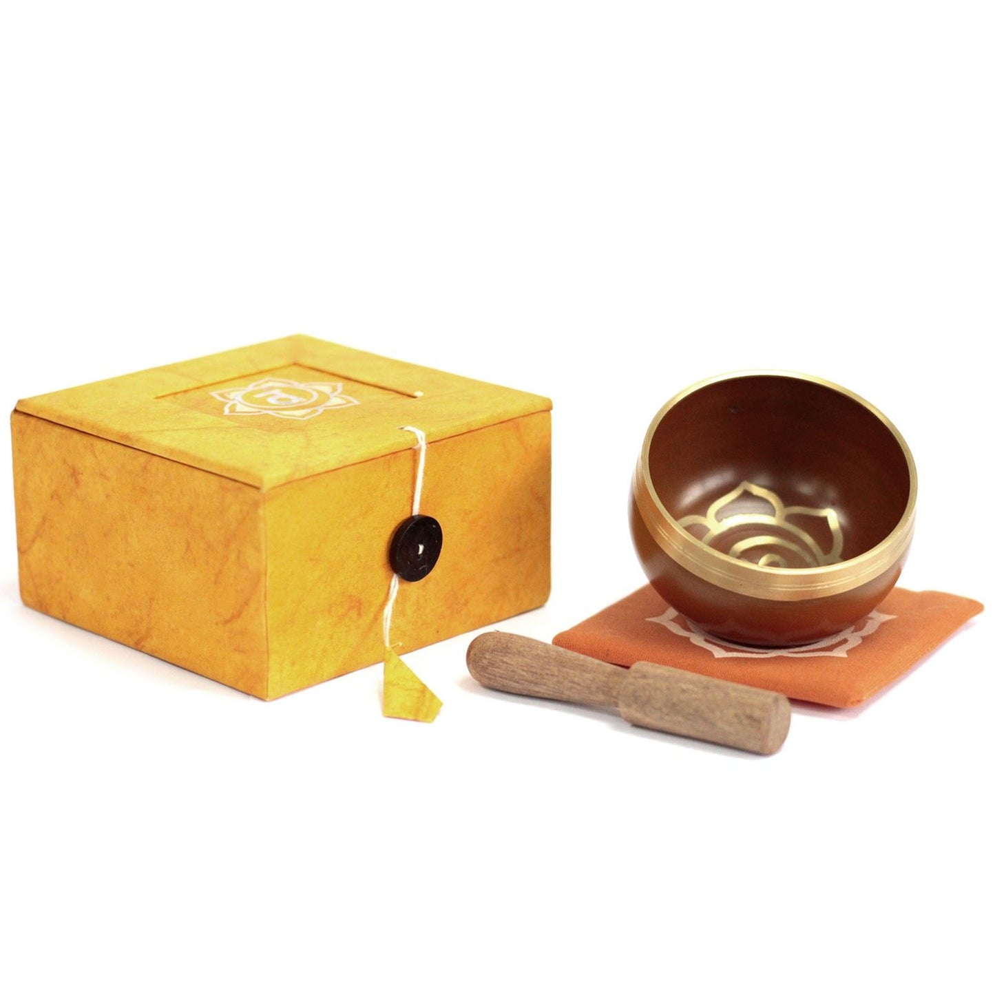 Sacral Chakra Singing Bowl Gift Set | Svadhisthana | Hand-Painted | Brass | New