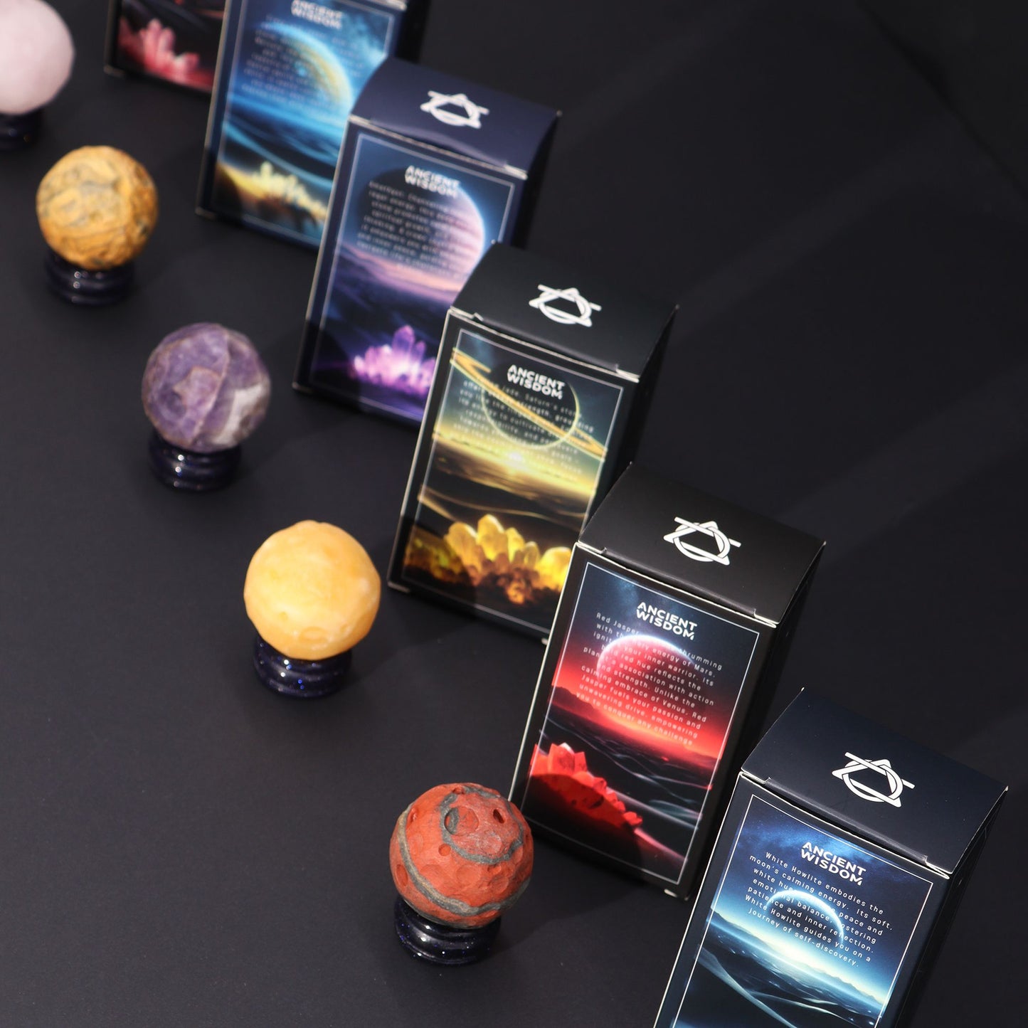 Saturn Gemstone Planet Yellow Jade Sphere 40mm | Solar Goldstone Stand | Patience Focus Discipline