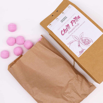 Chill Pills Bath Bomb Gift Pack | Passion Fruit | 350g | 30 Mini Bath Bombs | Handmade England | New