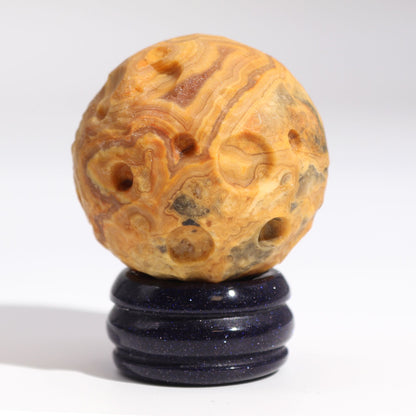 Mercury Gemstone Planet Crazy Lace Jasper Sphere 40mm | Solar Goldstone Stand | Luck Chance Communication