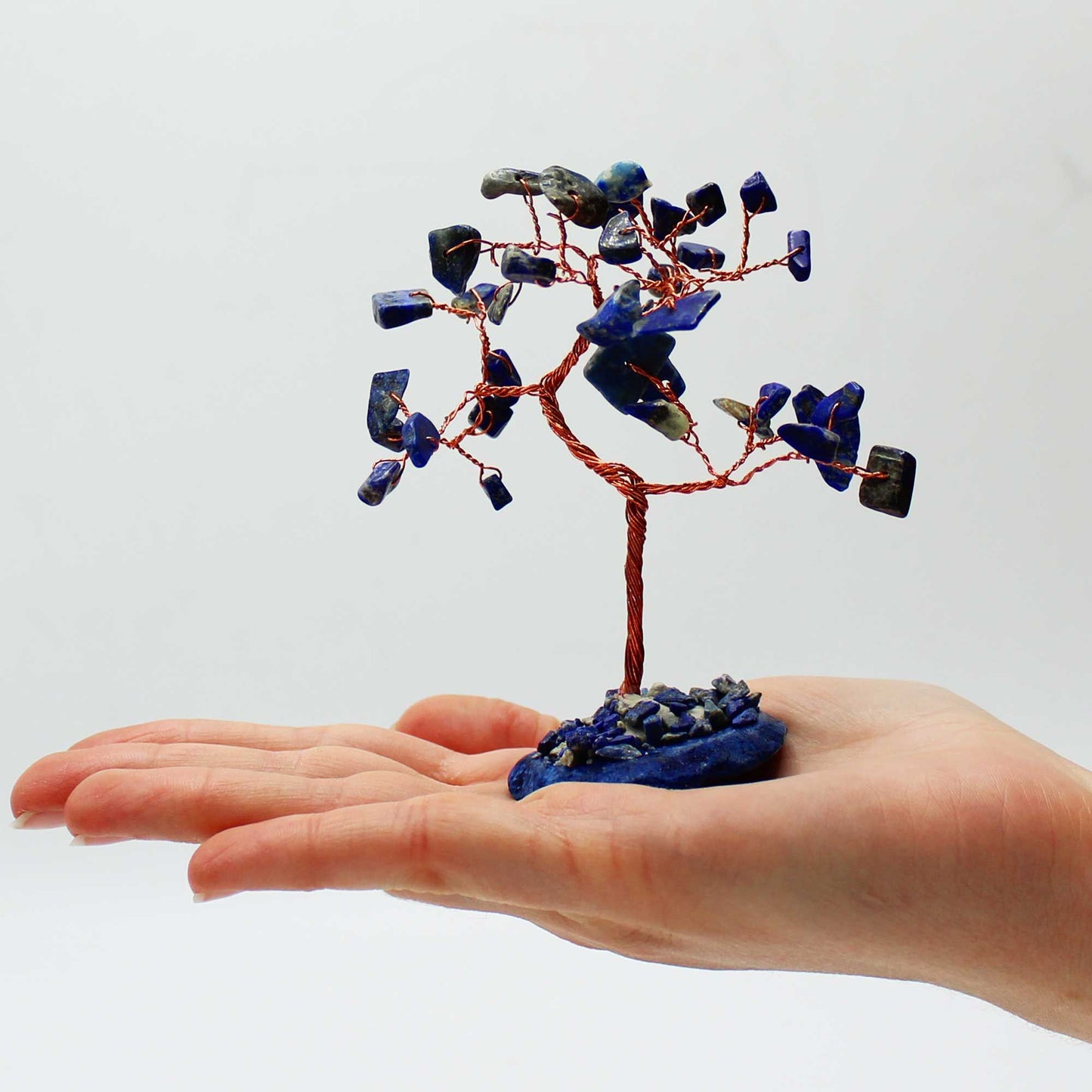 Sodalite Gemstone Tree on Blue Agate Base | 35 Stones | 7x4.5x10cm | New