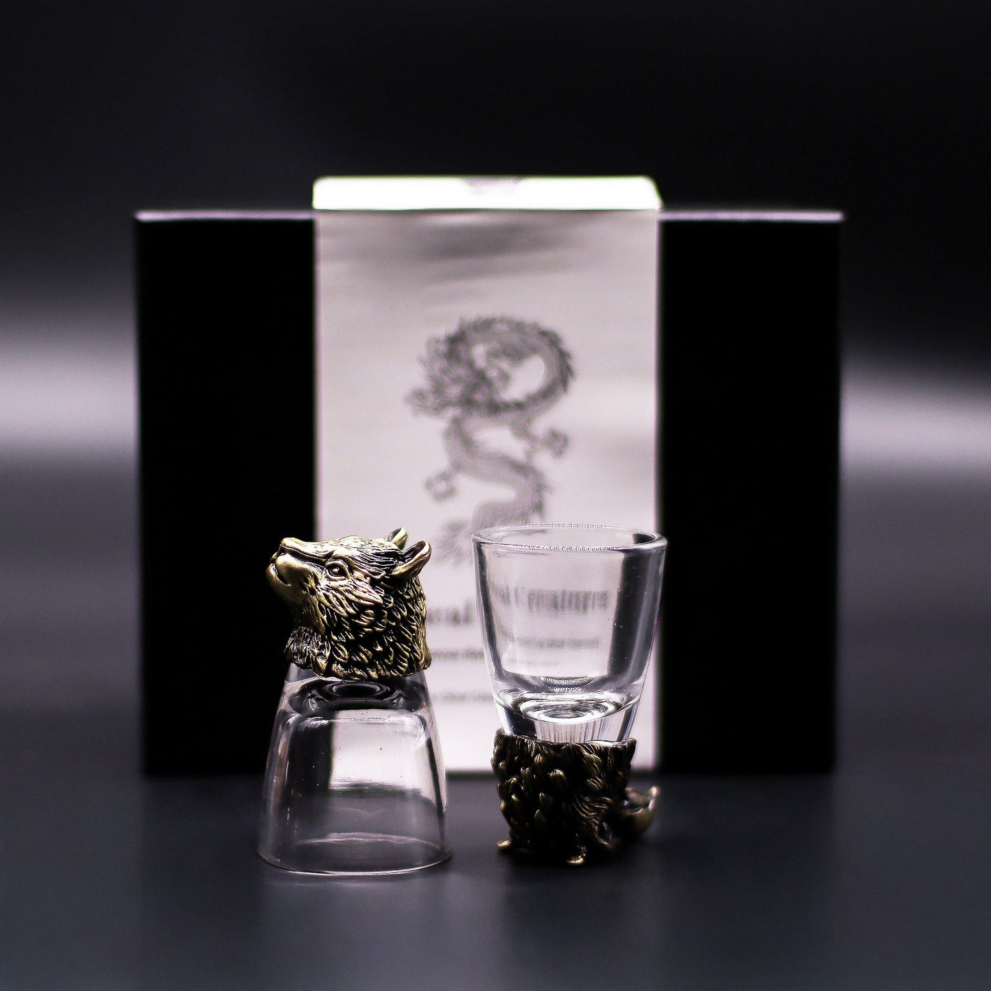 Wild Forest Creatures Shot Glass Gift Set of 6 | 50ml | Antique Bronze | Novelty Barware | New
