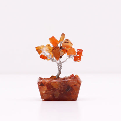 Mini Carnelian Gemstone Tree on Orgonite Base | 15 Stones | 3.5x2.5x4cm | New
