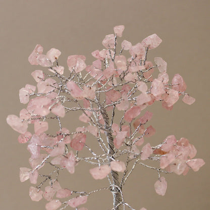 Rose Quartz Gemstone Tree with Orgonite Base | 160 Stones | 8x8x17cm | New