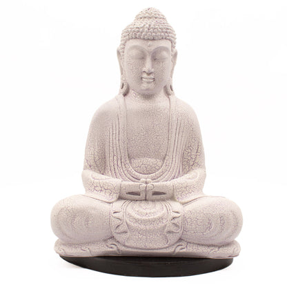 Meditation Buddha Lamp Lavender Crackle - Oval Stand