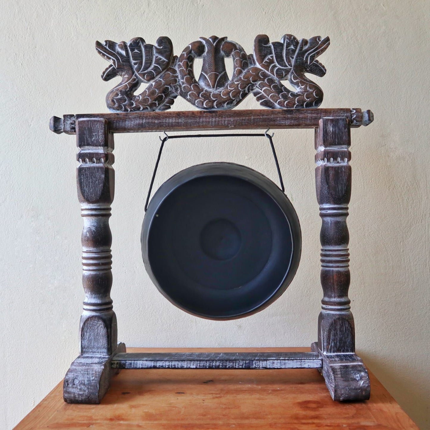 Balinese Healing Gong on Carved Stand | Small | 25cm | Black | Handmade in Bali | New