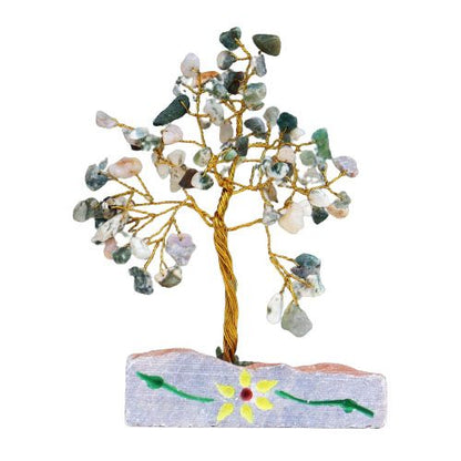 Tree Agate Indian Wire Gemstone Tree | 80 Stones | 5x4x15.5cm | New