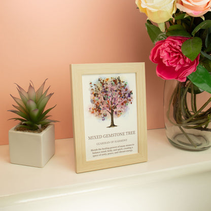 Multi Gemstone Tree of Life Picture | Mixed Crystal Wall Art | 20x14.7cm | Framed | New