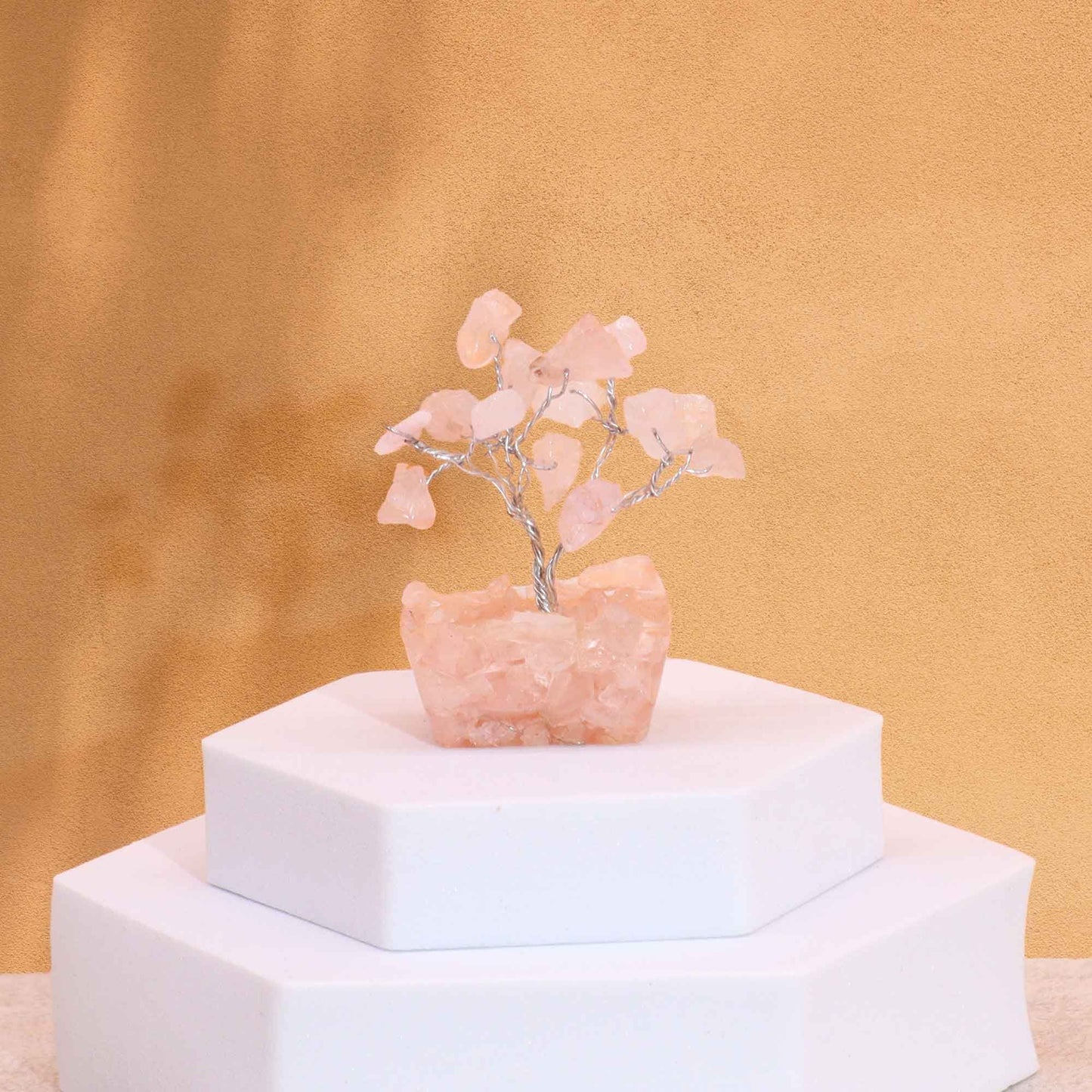 Mini Rose Quartz Gemstone Tree on Orgonite Base | 15 Stones | 3.5x2.5x4cm | New