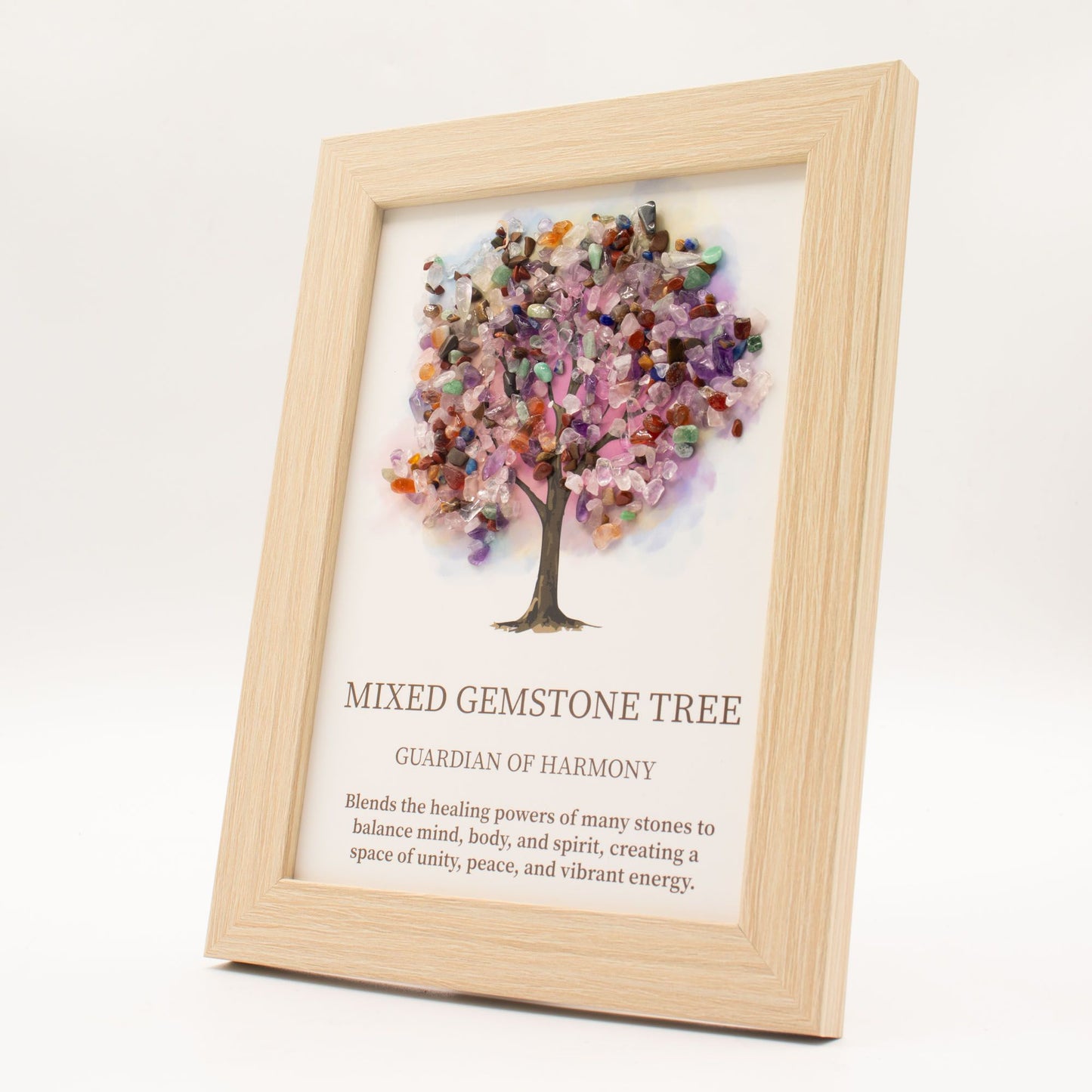 Multi Gemstone Tree of Life Picture | Mixed Crystal Wall Art | 20x14.7cm | Framed | New