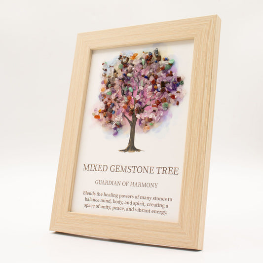 Multi Gemstone Tree of Life Picture | Mixed Crystal Wall Art | 20x14.7cm | Framed | New