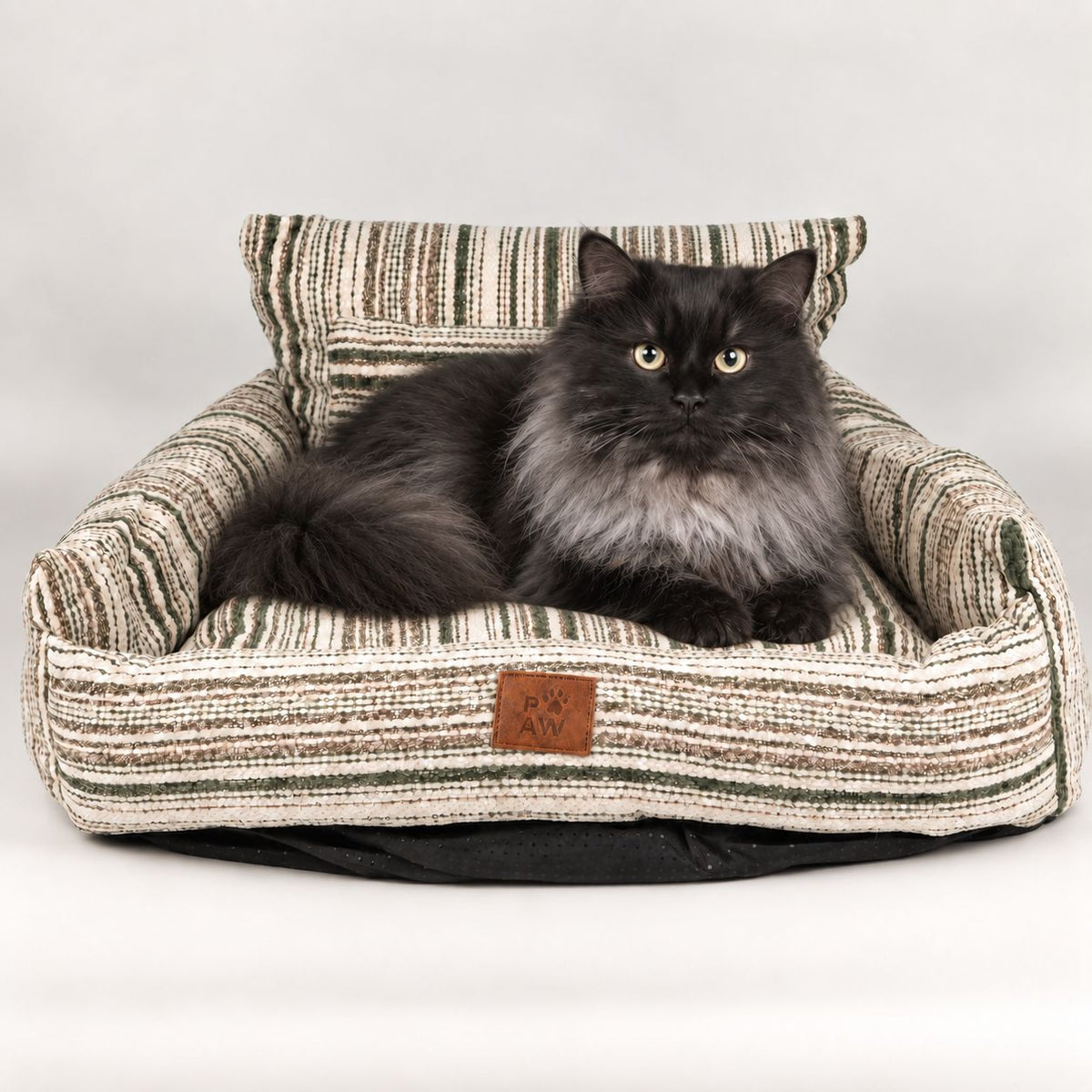 Medium Dog Sofa Bed in Brown Stripe | Dog Lover Gift | Reversible Cushion