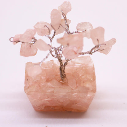 Mini Rose Quartz Gemstone Tree on Orgonite Base | 15 Stones | 3.5x2.5x4cm | New
