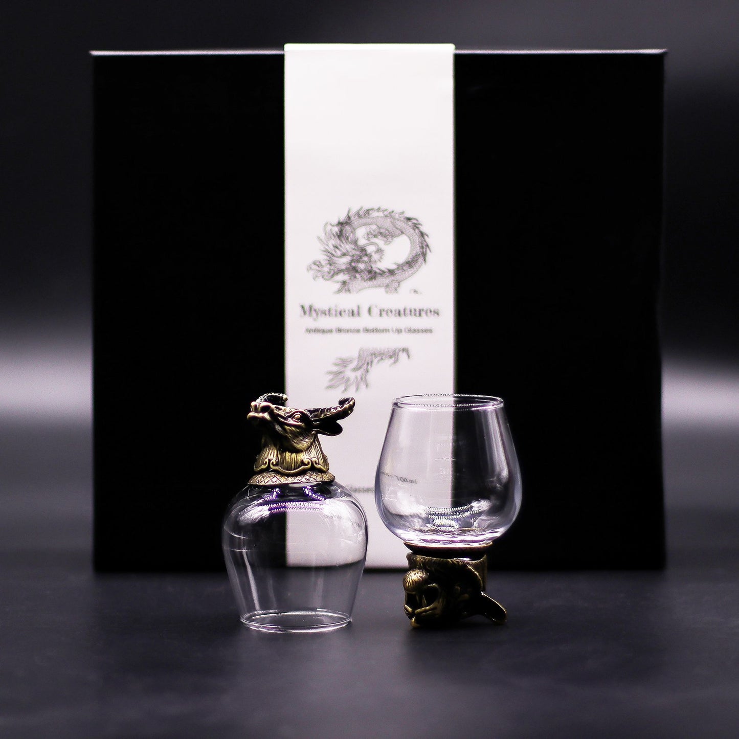 Mystical Creatures Glass Gift Set of 6 | 100ml | Antique Bronze | Novelty Barware | New
