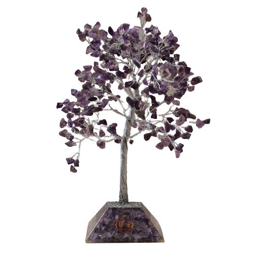 Amethyst Gemstone Tree with Orgonite Base | 320 Stones | 9x9x19cm | New