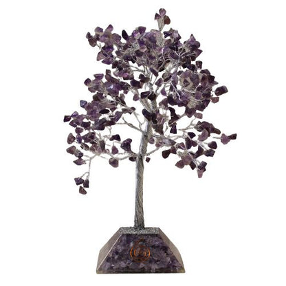 Amethyst Gemstone Tree with Orgonite Base | 320 Stones | 9x9x19cm | New