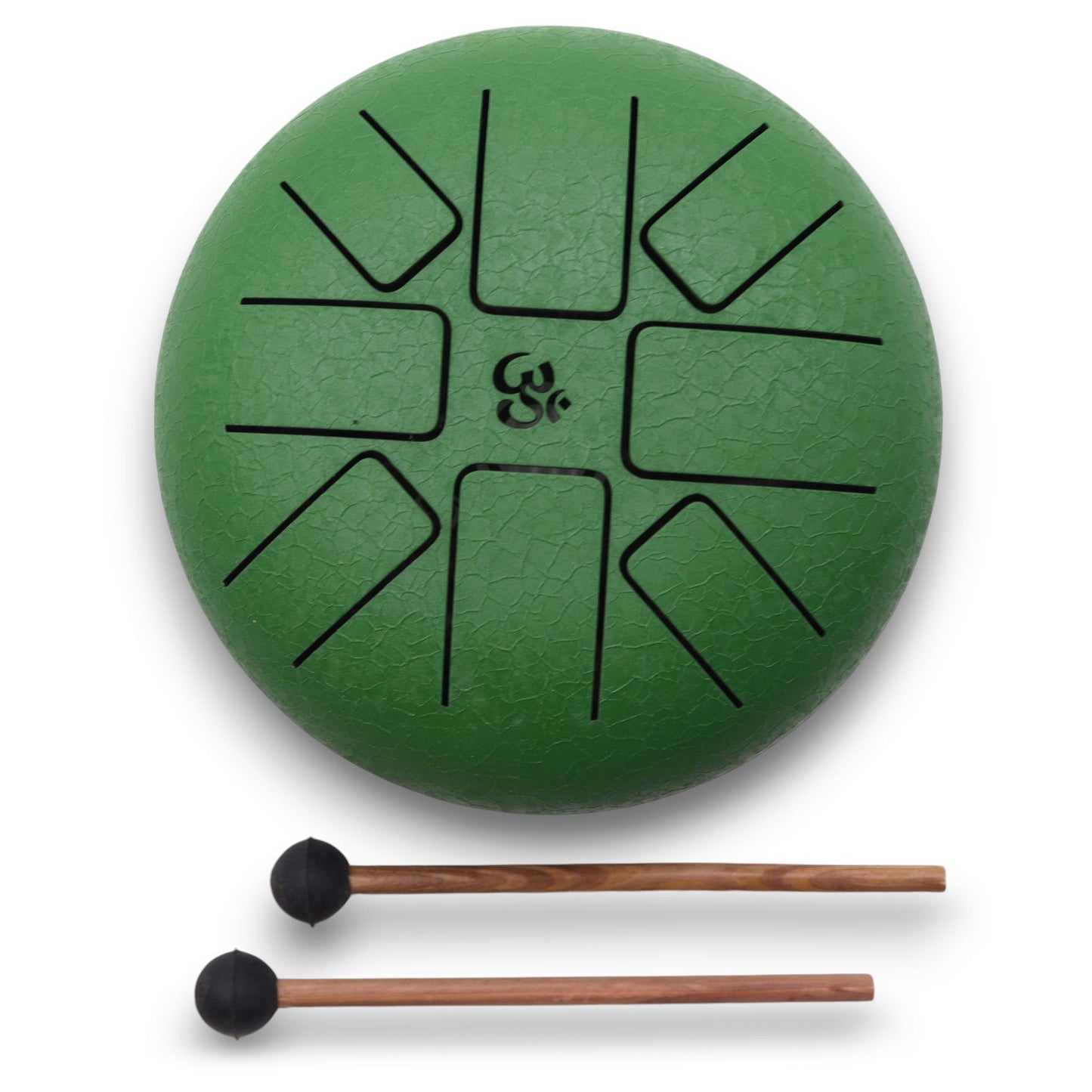 Om Green Steel Tongue Drum | 8-Tone Hapi Drum | 16cm | Tempered Steel | New
