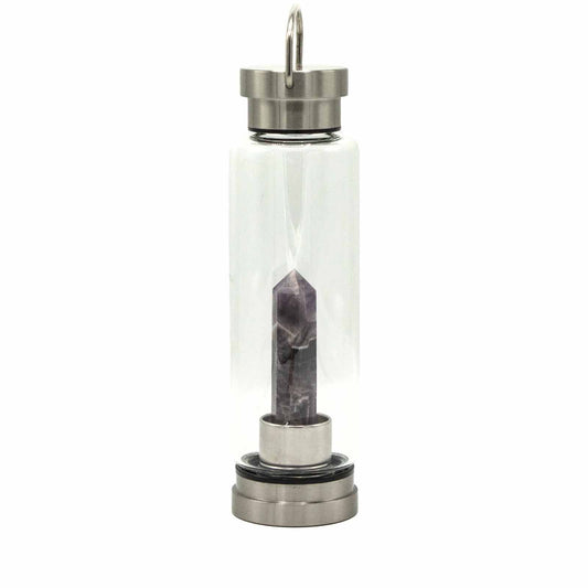 Amethyst Crystal Infused Water Bottle with Obelisk