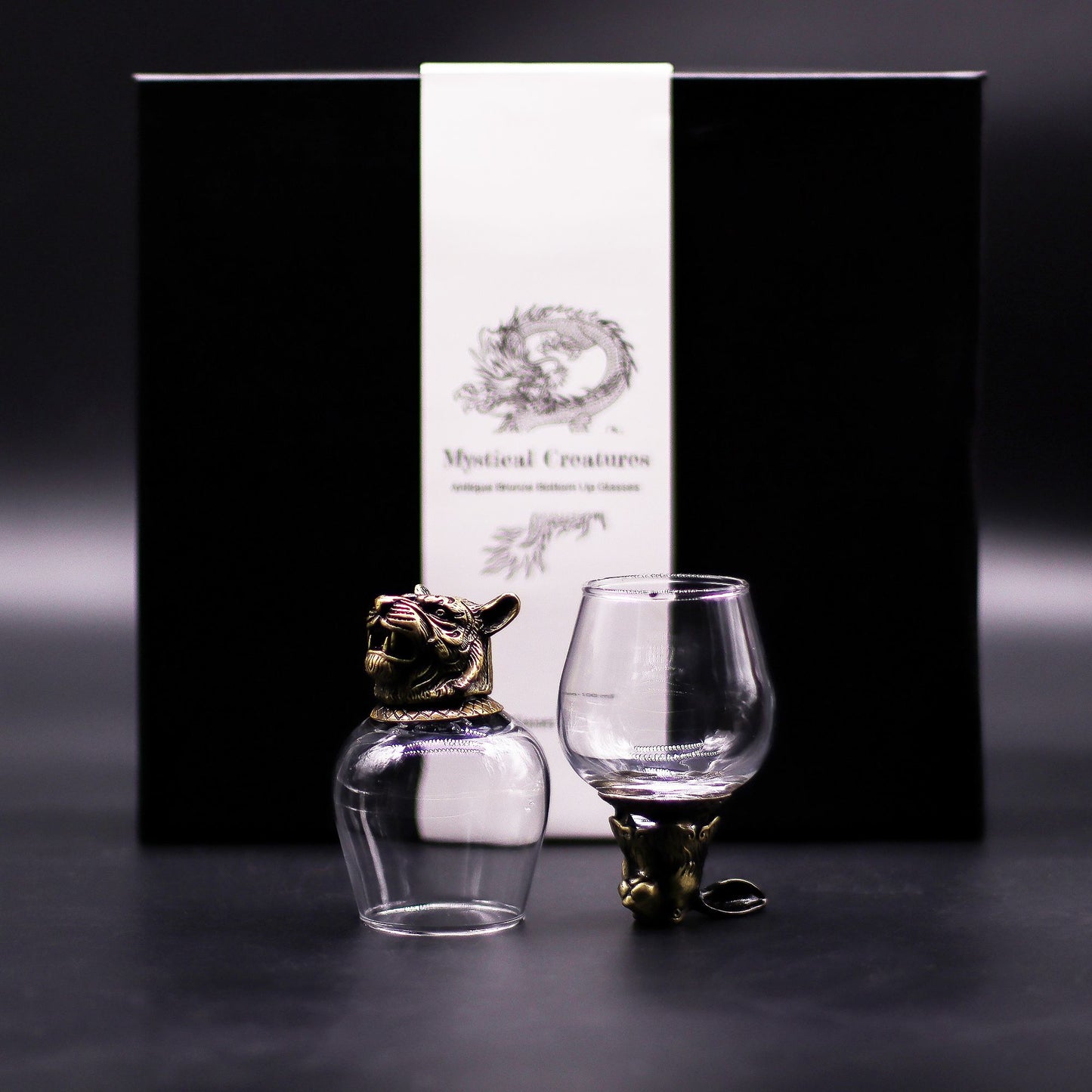 Mystical Creatures Glass Gift Set of 6 | 100ml | Antique Bronze | Novelty Barware | New