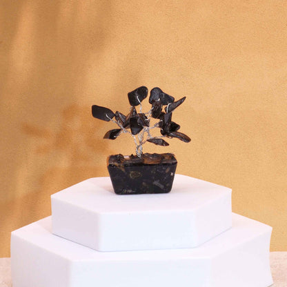 Mini Black Agate Gemstone Tree on Orgonite Base | 15 Stones | 3.5x2.5x4cm | New