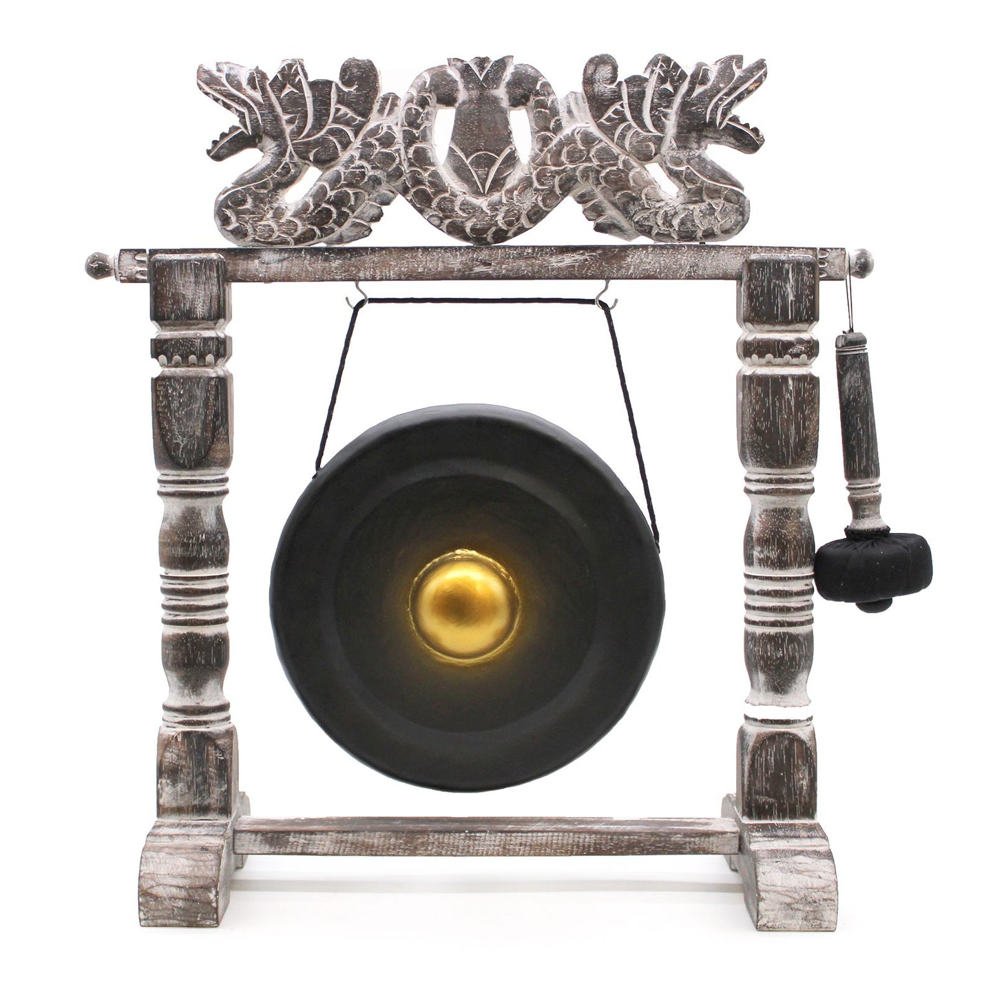 Balinese Healing Gong on Carved Stand | Small | 25cm | Black | Handmade in Bali | New