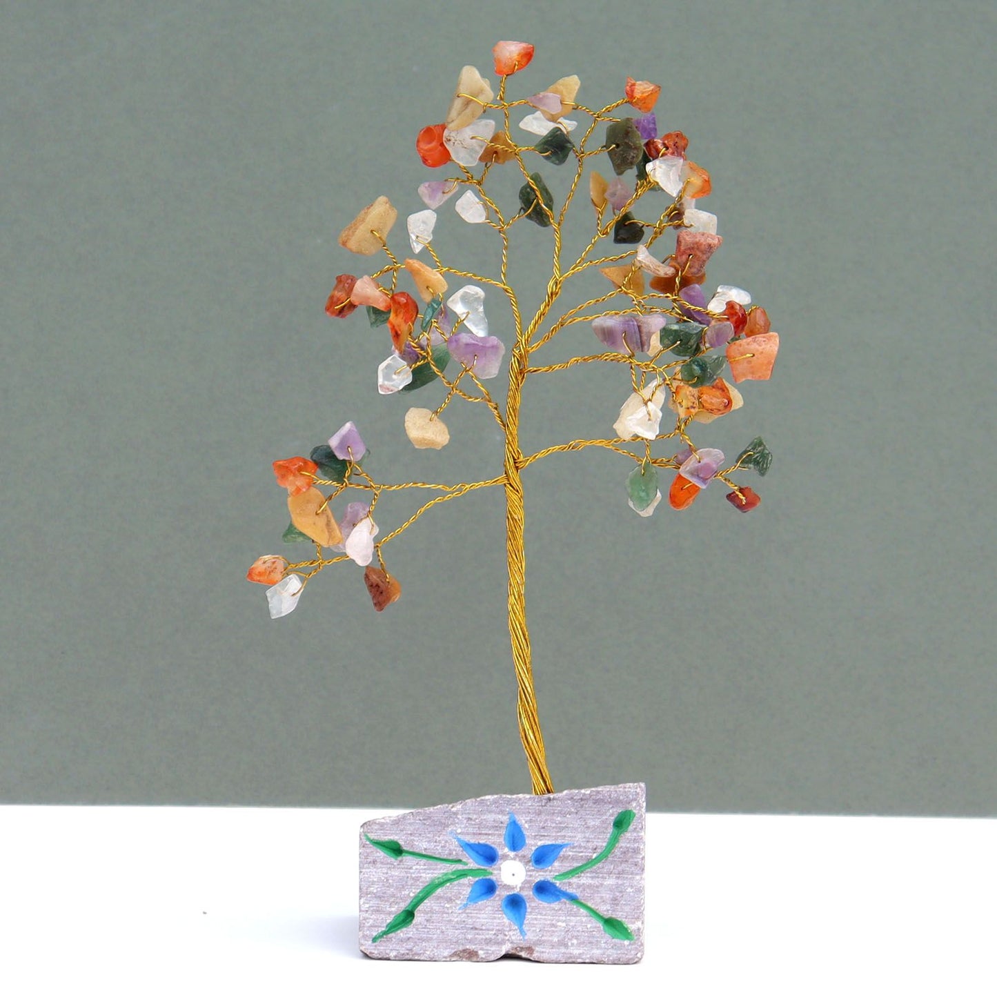 Multi-Gem Indian Wire Gemstone Tree | 80 Stones | 5x4x15.5cm | New