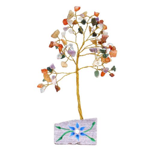 Multi-Gem Indian Wire Gemstone Tree | 80 Stones | 5x4x15.5cm | New