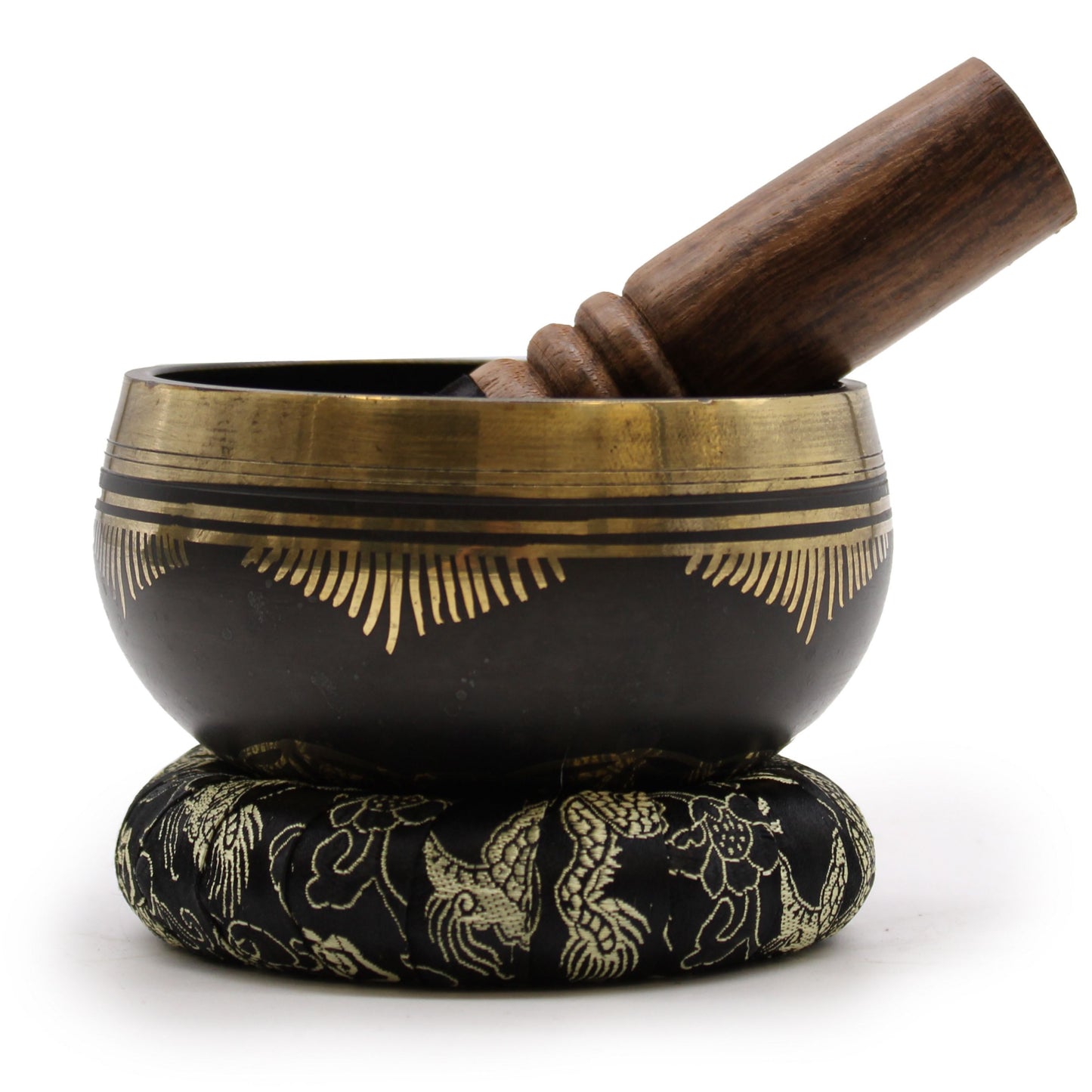 Flower of Life Singing Bowl Set | Engraved Brass | Mallet and Cushion | New