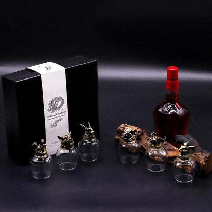 Mystical Creatures Glass Gift Set of 6 | 100ml | Antique Bronze | Novelty Barware | New