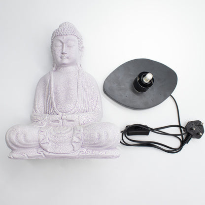 Meditation Buddha Lamp Lavender Crackle - Oval Stand