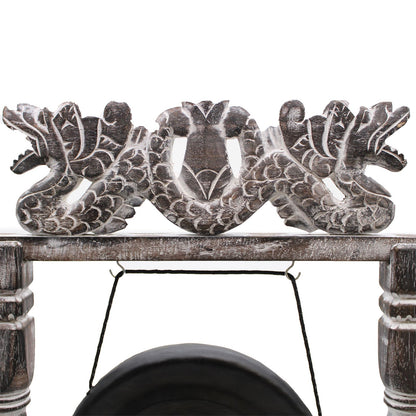 Balinese Healing Gong on Carved Stand | Small | 25cm | Black | Handmade in Bali | New