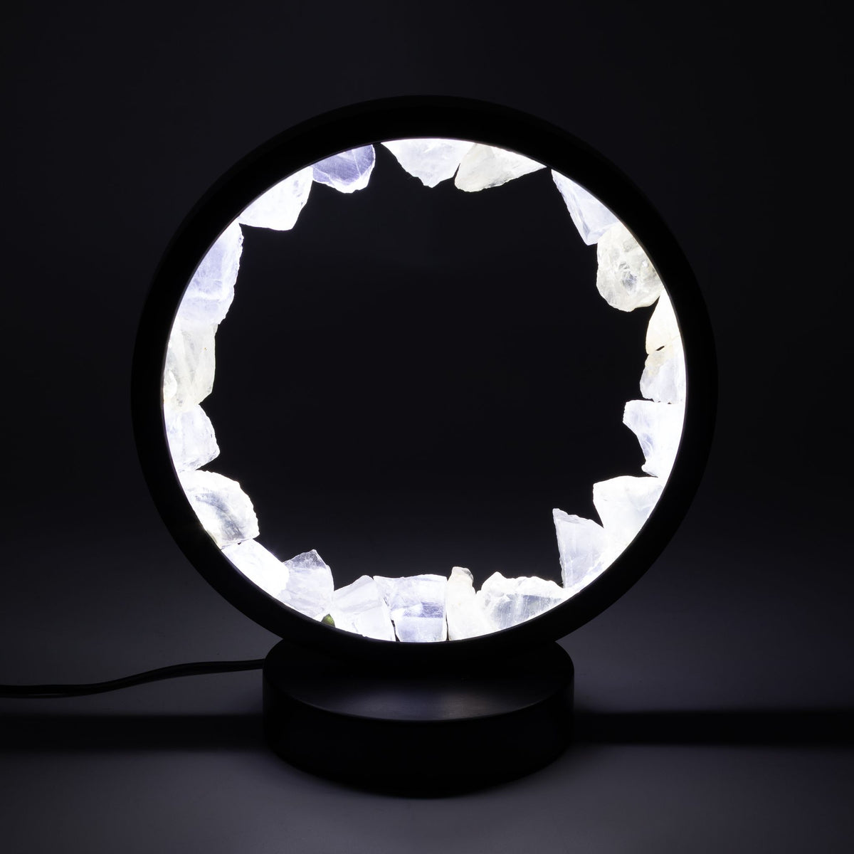 Zen Mind Clear Quartz Halo Lamp | Natural Gemstone Ring | USB Powered | Crystal Light