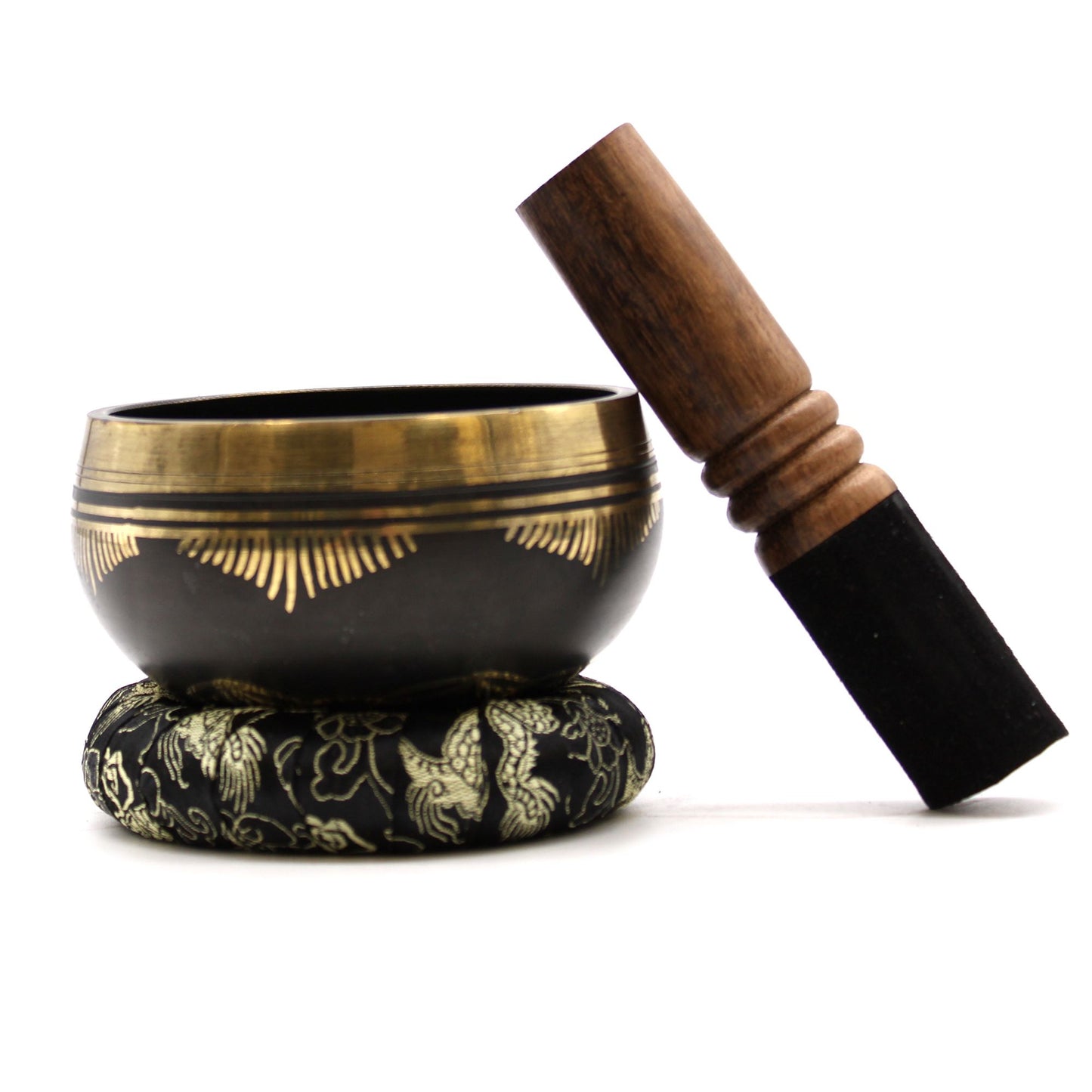 Flower of Life Singing Bowl Set | Engraved Brass | Mallet and Cushion | New