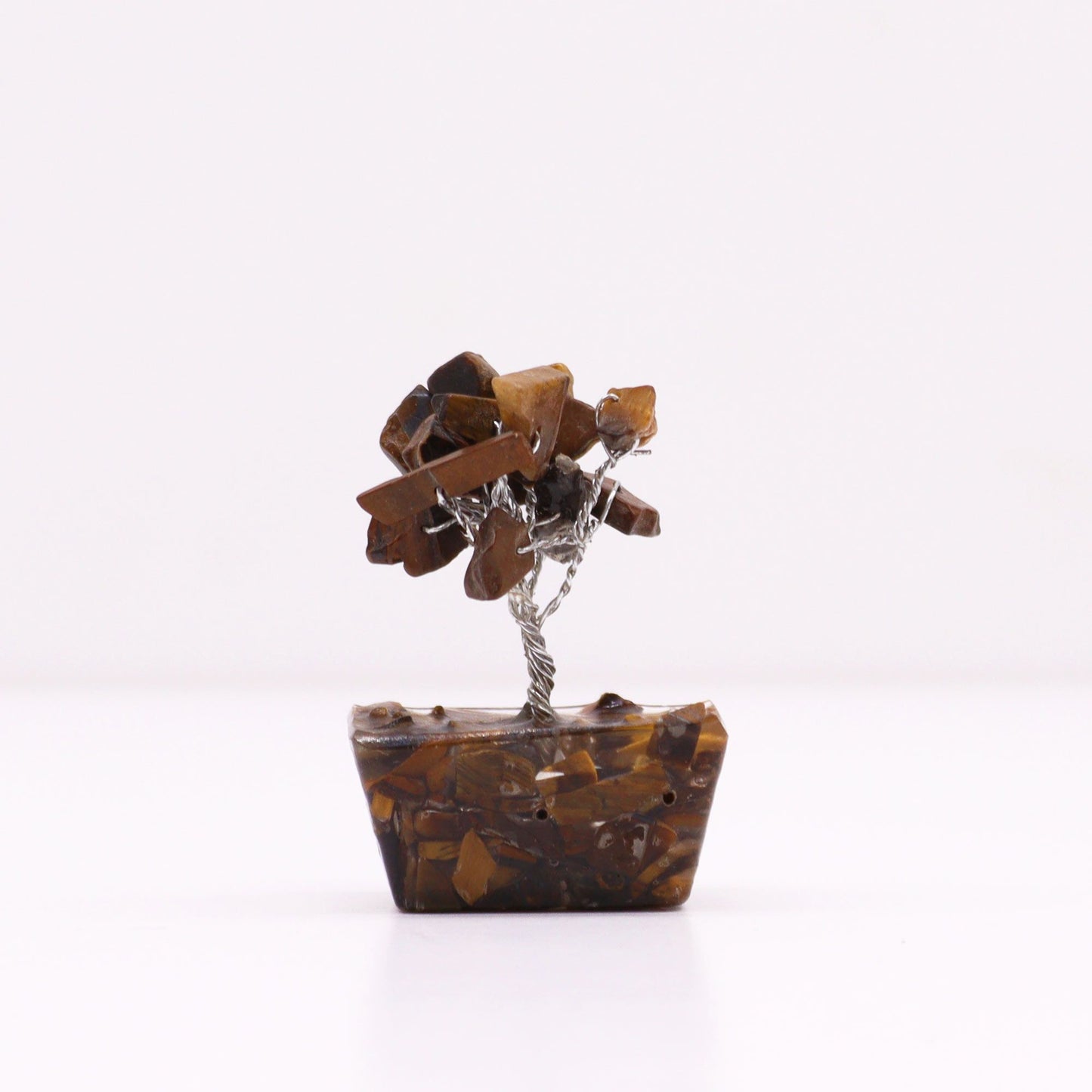 Mini Tiger Eye Gemstone Tree on Orgonite Base | 15 Stones | 3.5x2.5x4cm | New