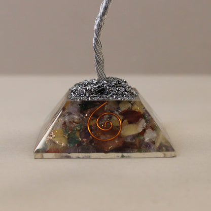 Multi-Stone Gemstone Tree with Orgonite Base | 80 Stones | 7x7x15cm | New