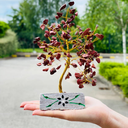 Red Jasper Indian Wire Gemstone Tree | 160 Stones | 8x4x20.5cm | New