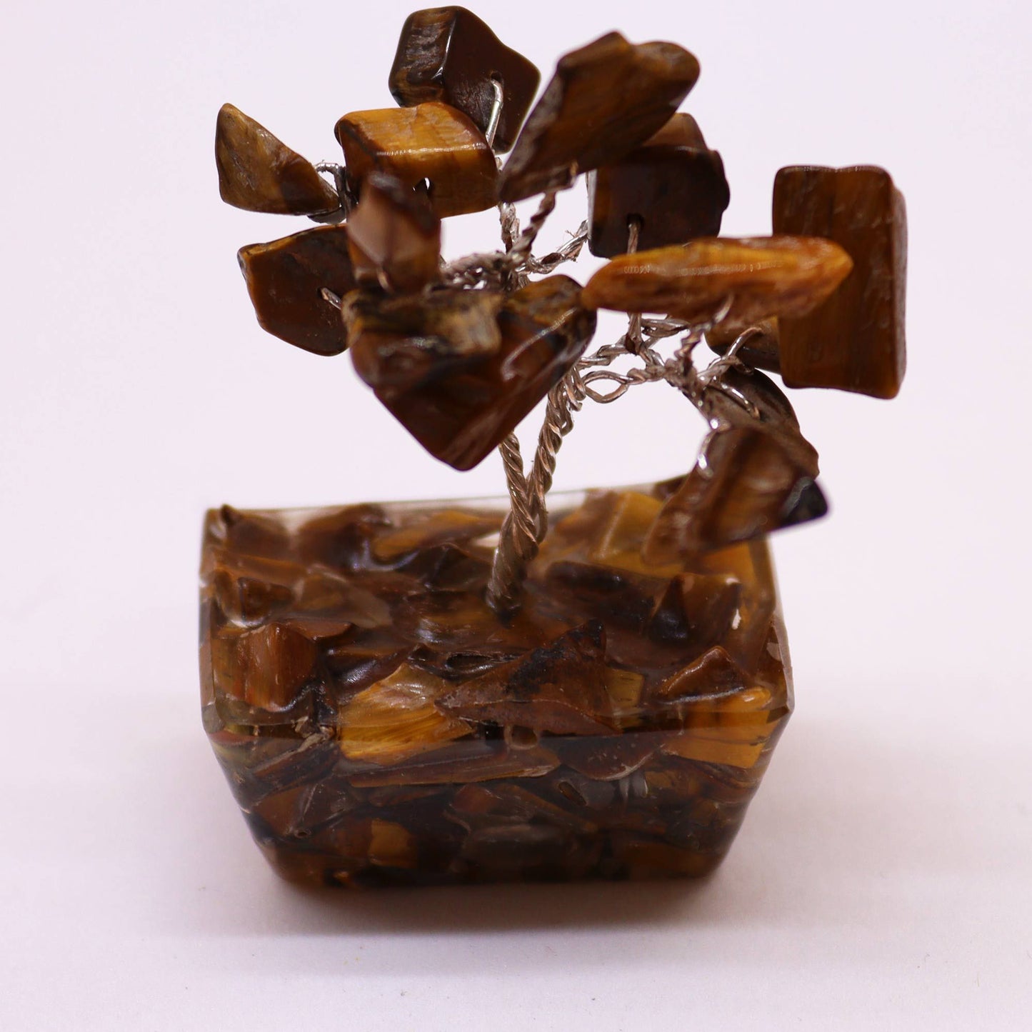Mini Tiger Eye Gemstone Tree on Orgonite Base | 15 Stones | 3.5x2.5x4cm | New