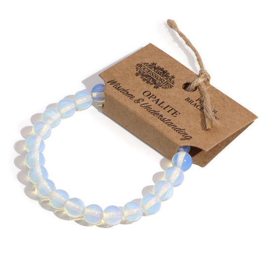 Opalite Power Bracelet | 8mm Opalite Glass Beads | Stretch Fit | Unisex