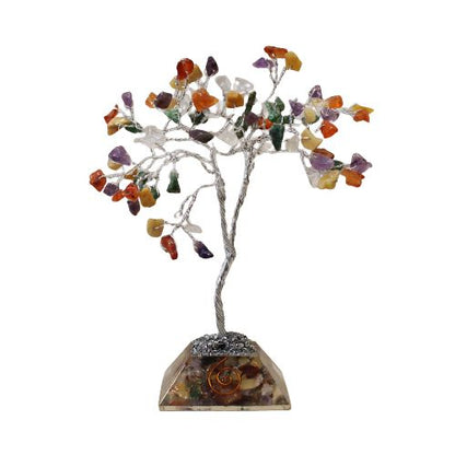 Multi-Stone Gemstone Tree with Orgonite Base | 80 Stones | 7x7x15cm | New