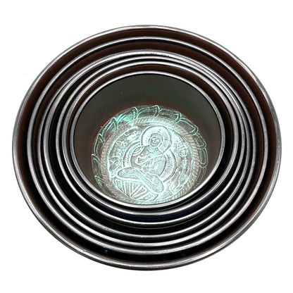Large Chakra Set of Seven Singing Bowls | 19.5 to 35cm | Brass | Complete Set | New