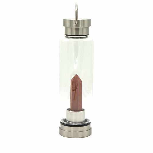 Red Jasper Crystal Infused Water Bottle with Obelisk