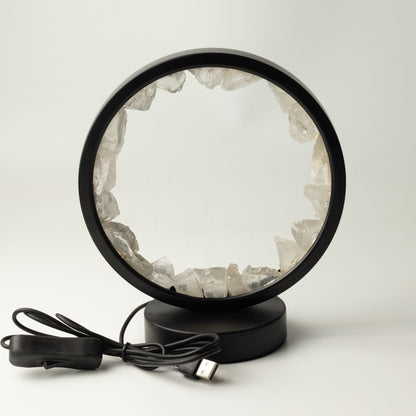 Zen Mind Clear Quartz Halo Lamp | Natural Gemstone Ring | USB Powered | Crystal Light