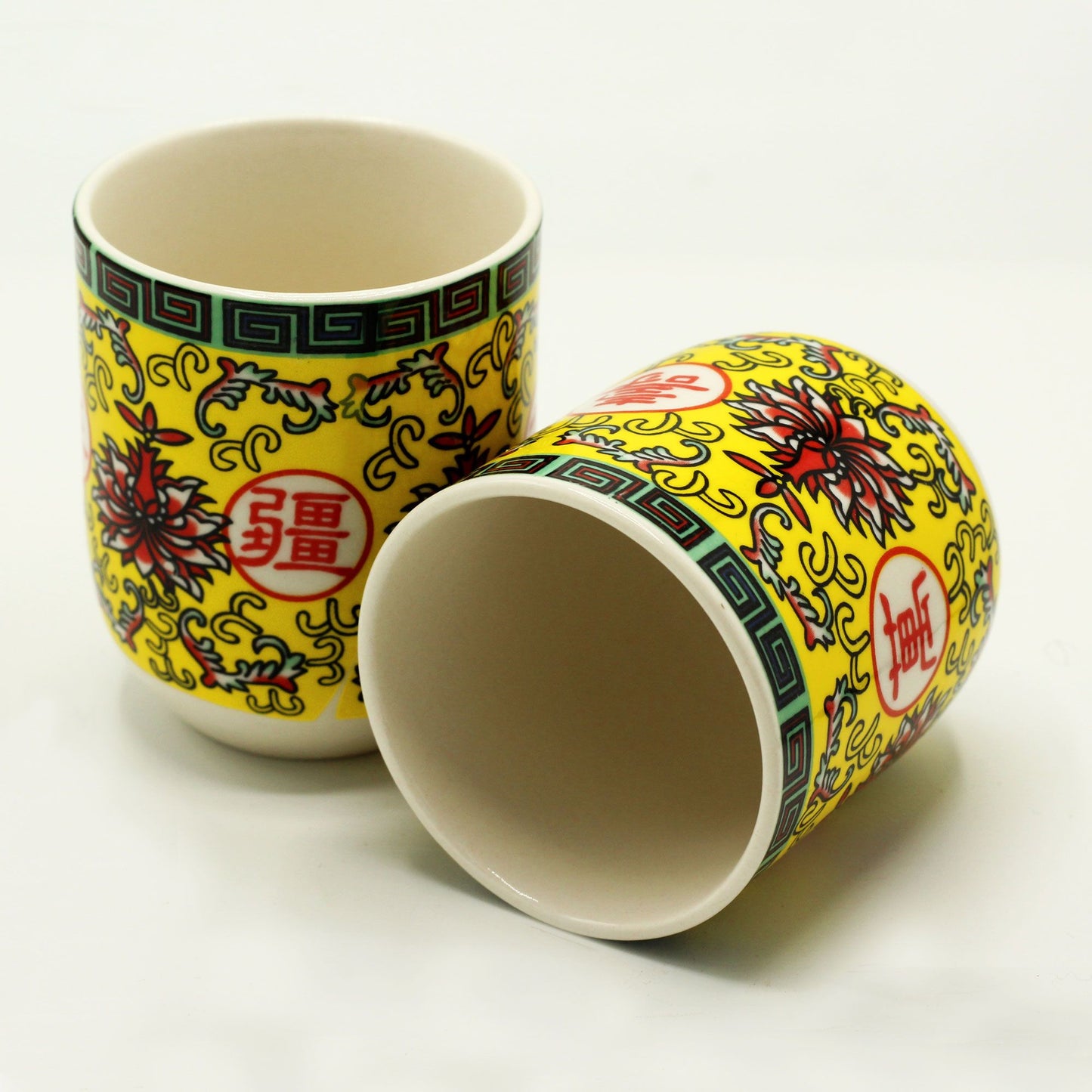 Long Life Oriental Design Ceramic Herbal Tea Cup Set of 6 | Meaningful Tea Lover Gift Set