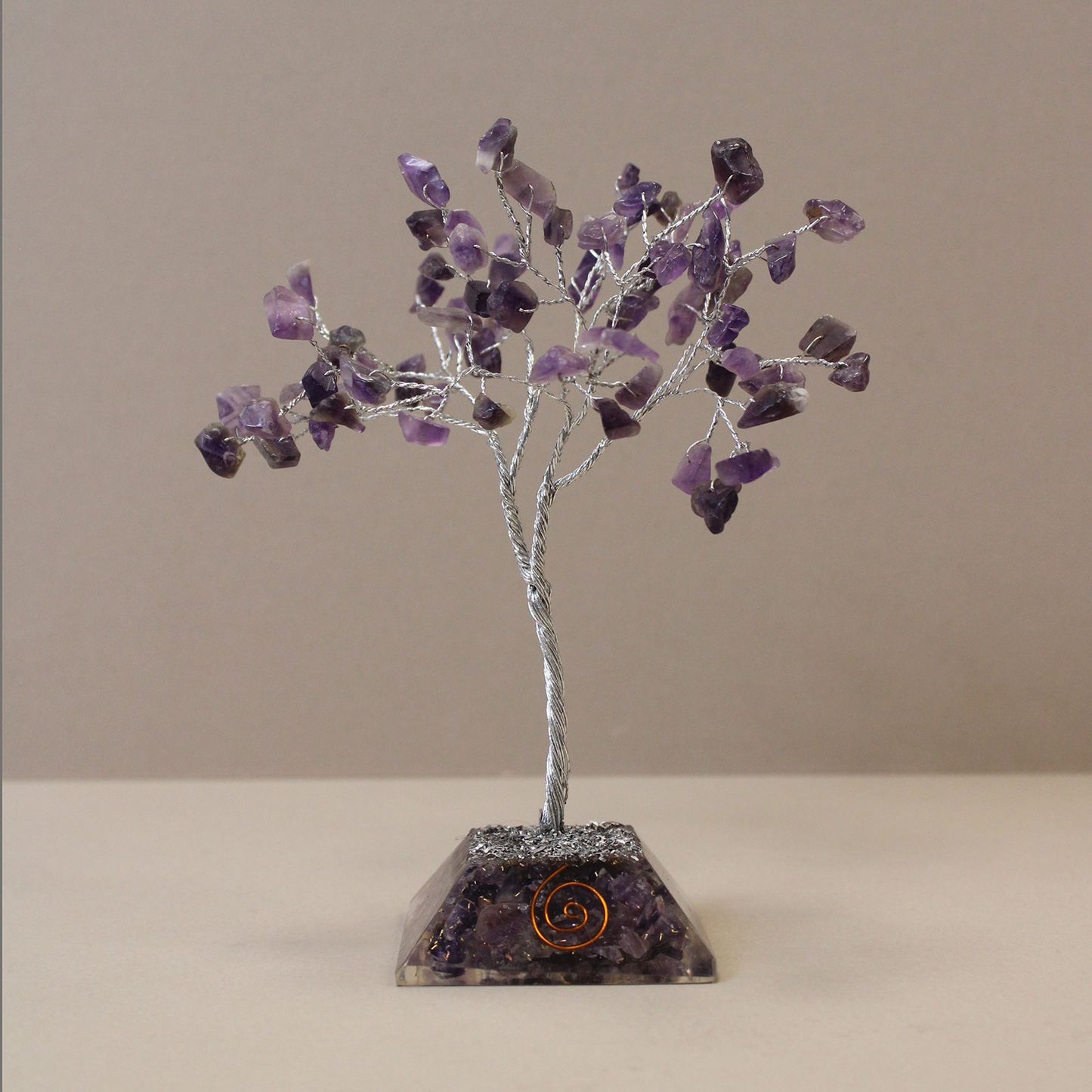 Amethyst Gemstone Tree with Orgonite Base | 80 Stones | 7x7x15cm | New
