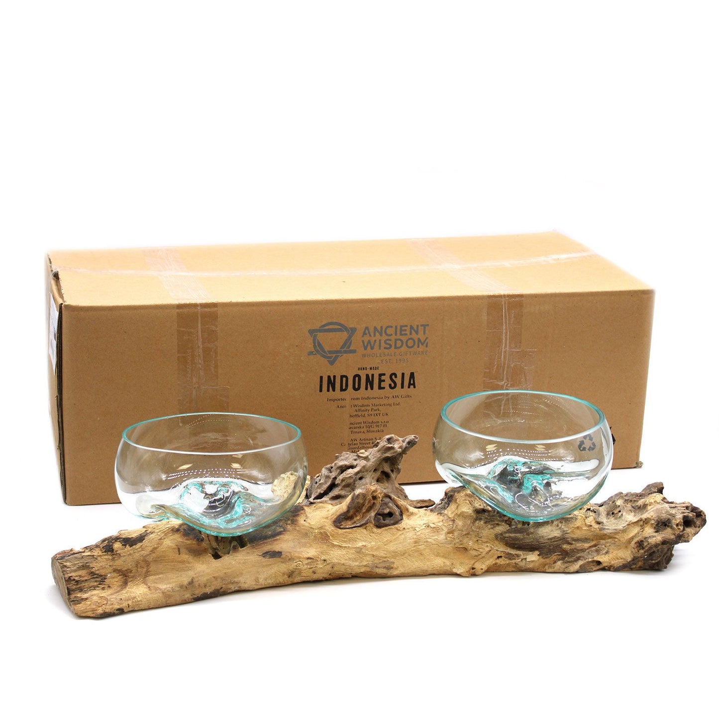 Molten Glass XLarge Double Stand | 70cm | Handmade Balinese Art | 75x35x25cm | New