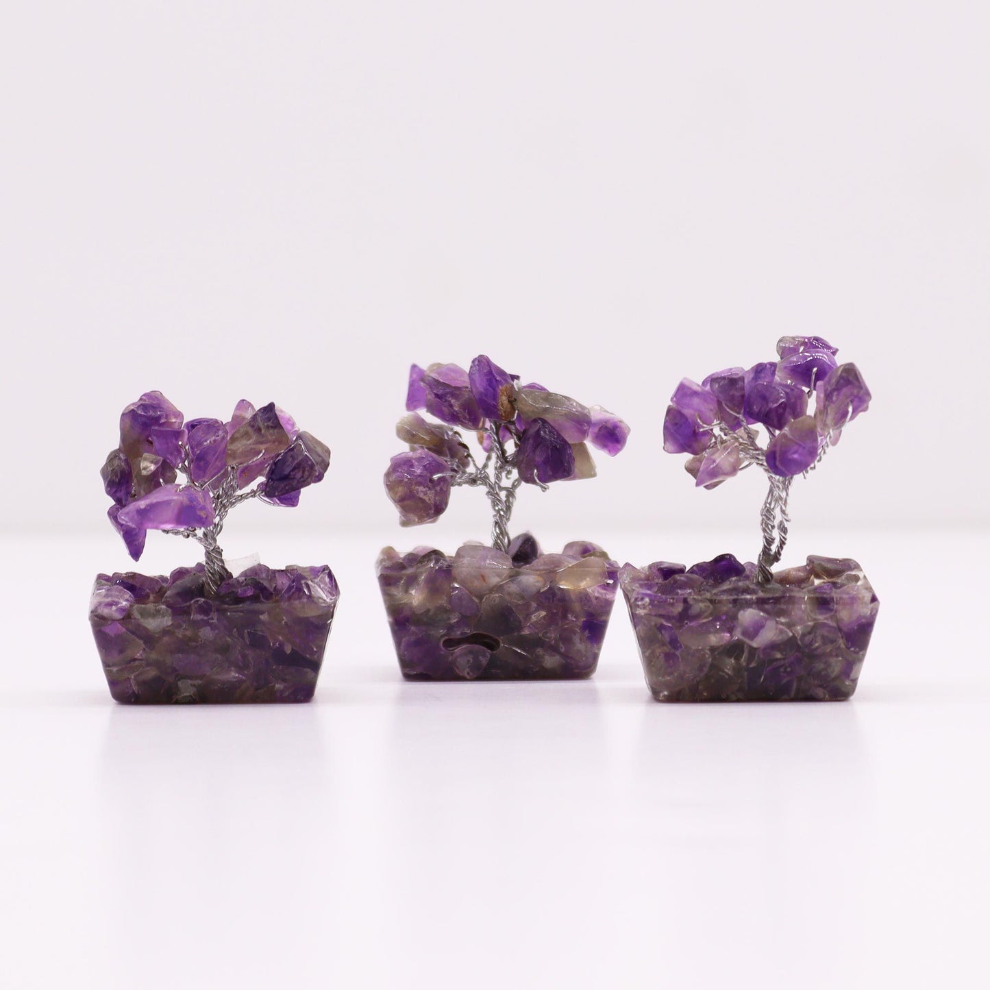 Mini Amethyst Gemstone Tree on Orgonite Base | 15 Stones | 3.5x2.5x4cm | New