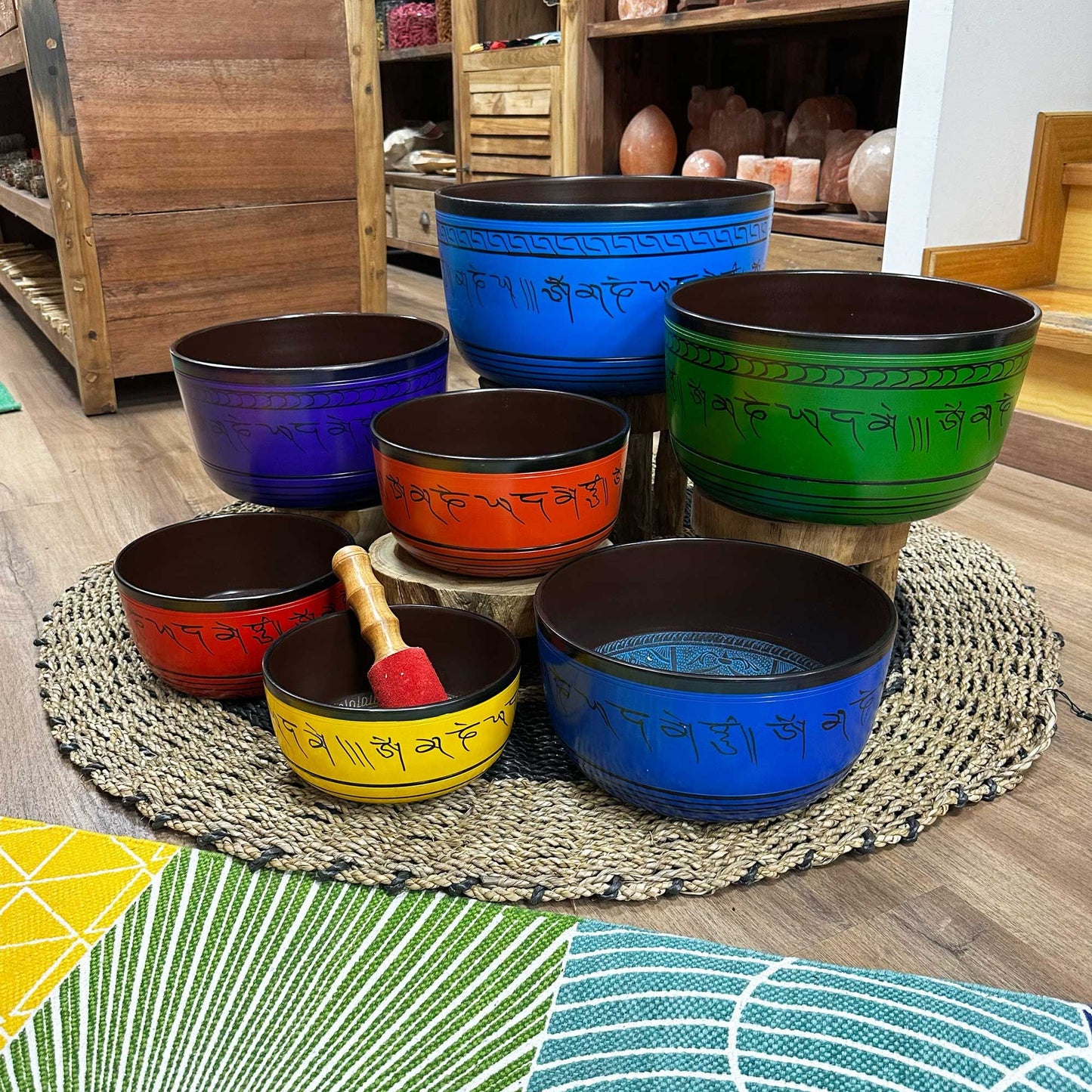 Large Chakra Set of Seven Singing Bowls | 19.5 to 35cm | Brass | Complete Set | New